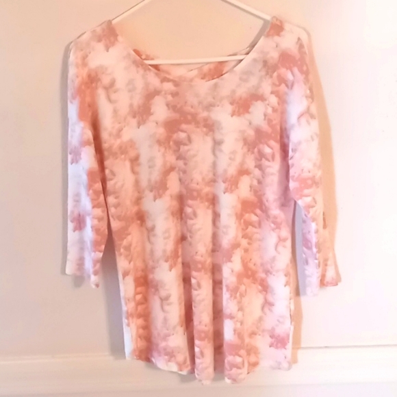 WALLPAPHER BNWT WOMEN'S PINK TIE TYE LONG SLEEVE SHIRT W CRISS CROSS BACK SZ S - Picture 3 of 13